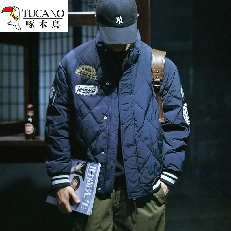 90%白鸭绒秋冬轻薄羽绒服男士宽松潮牌ins青少年短款立领外套冬季