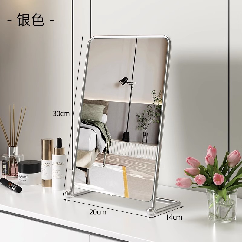 复古法式化妆镜梳妆台家用卧室桌面便携台式美妆简约高清放大镜子