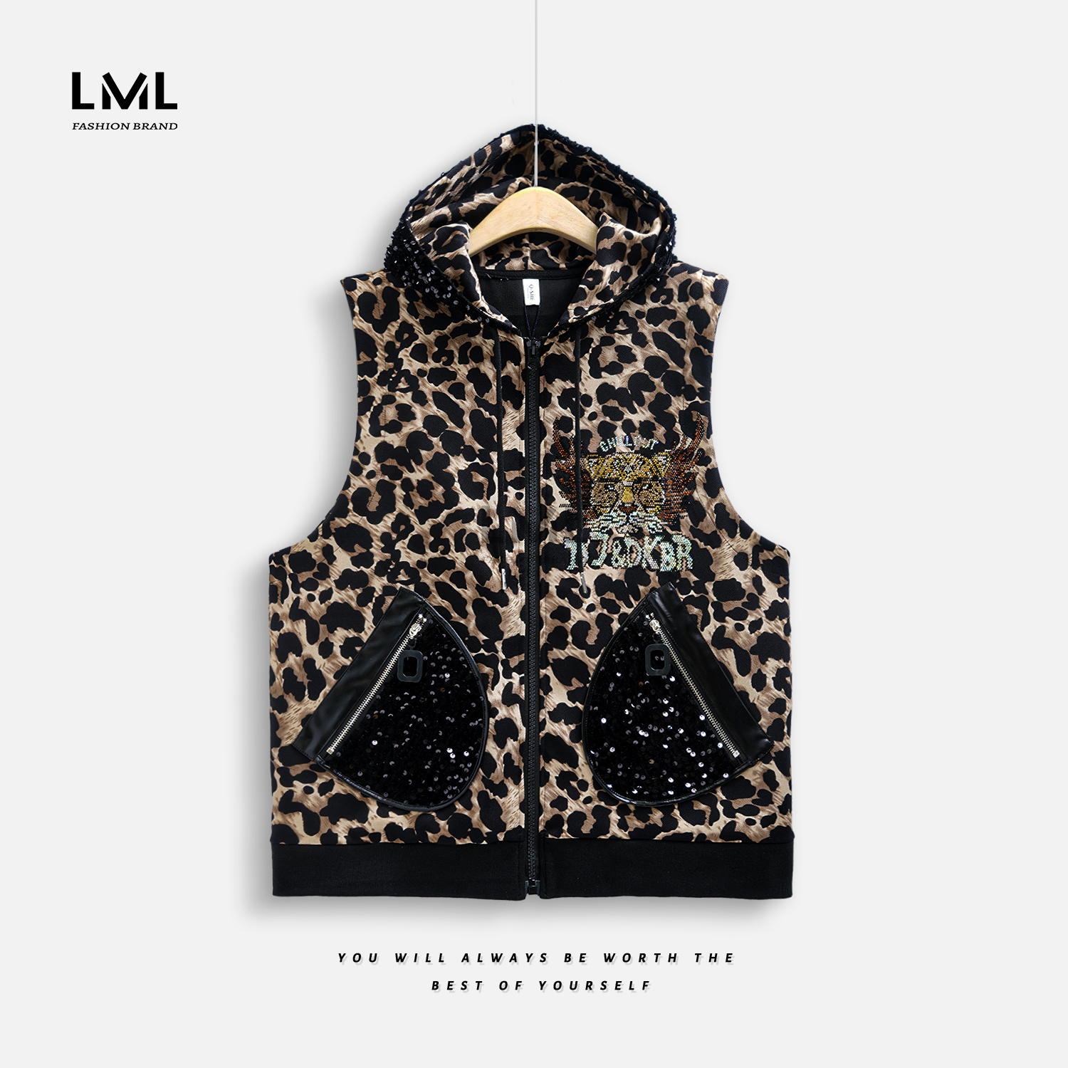 丽丽家 豹纹气质秋冬时尚百搭马甲