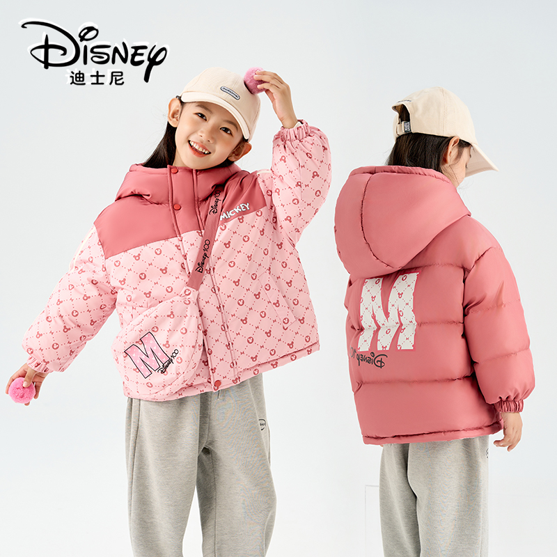 Disney/迪士尼儿童羽绒服M款拼色男女童冬季加厚外套XME4SU508