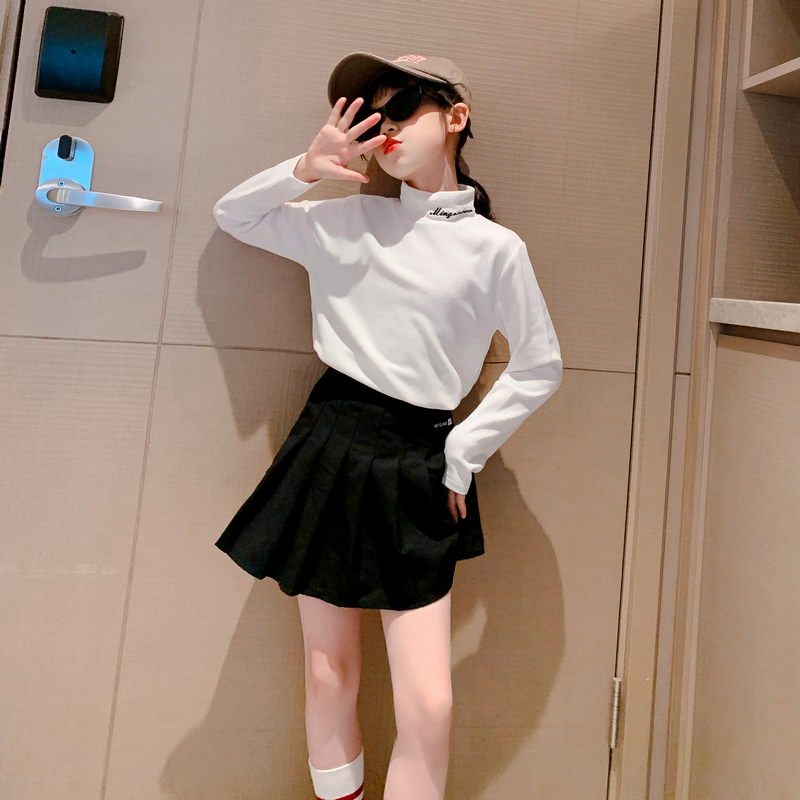 女童加绒打底衫秋冬2023新款儿童内搭上衣女大童高领百搭长袖T恤