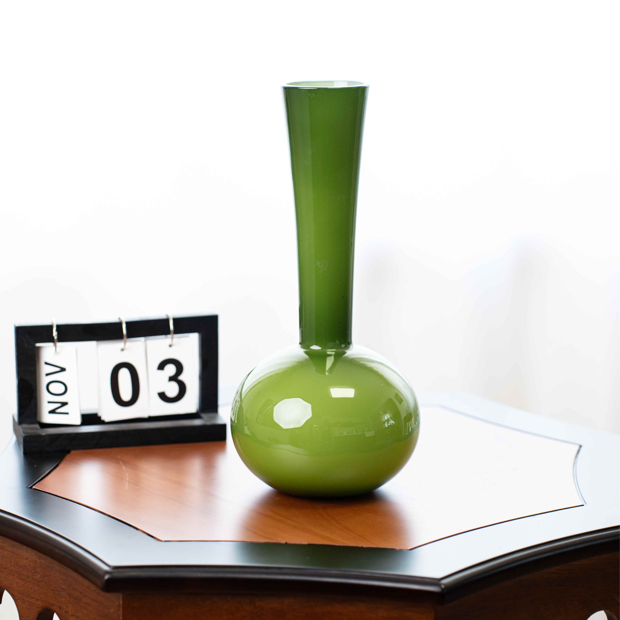 【花漫专属链接】天鹅颈橄榄绿中古琉璃花瓶家庭插花 花艺设计