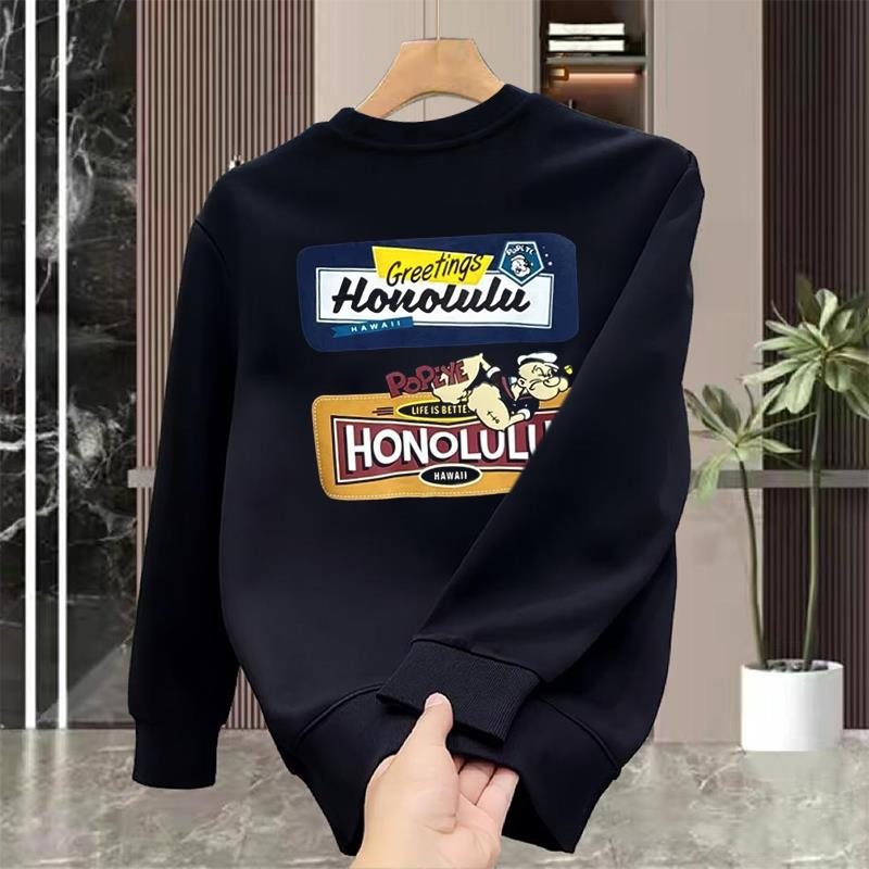 2023秋冬新款高级潮牌印花重磅卫衣男女圆领宽松加绒潮流长袖上衣