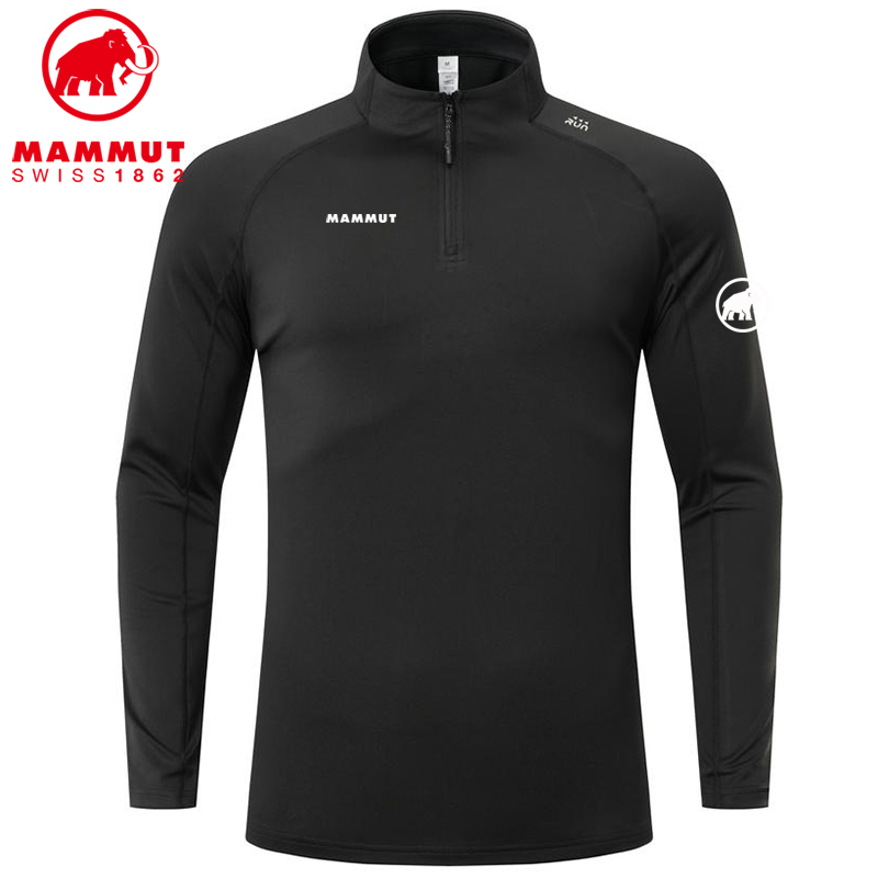 Mammut/猛犸象 运动长袖t恤男 秋冬季速干半拉链立领户外健身上衣