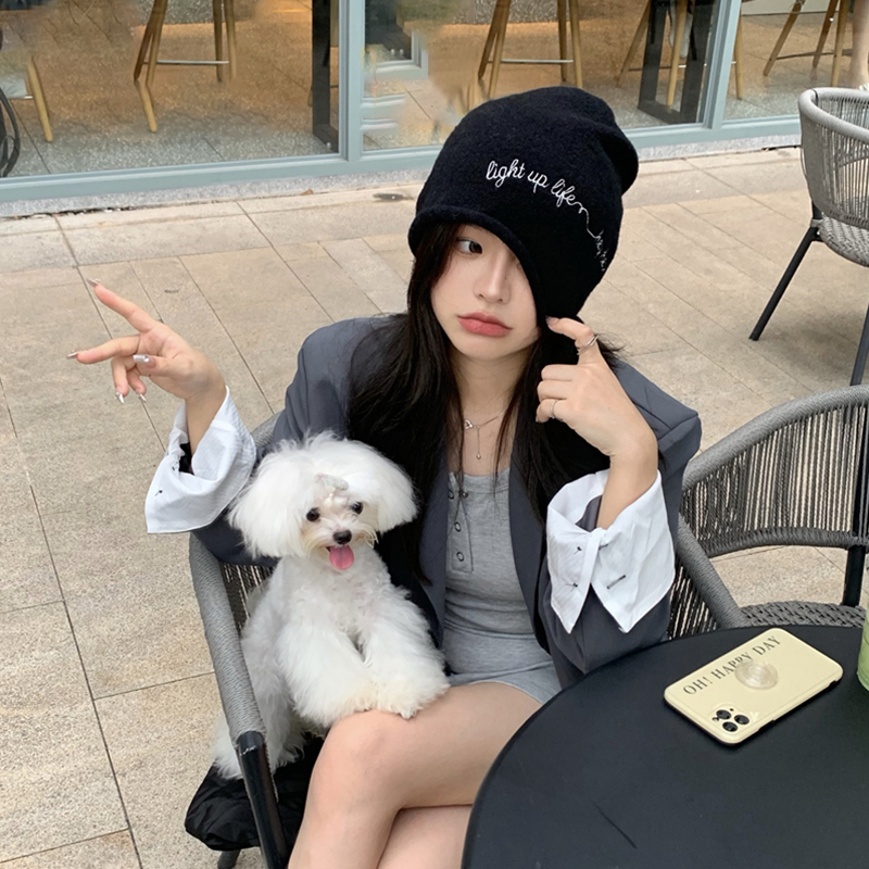 韩版卷边堆堆帽女秋冬季日系ins风百搭网红时髦显脸小毛线针织帽