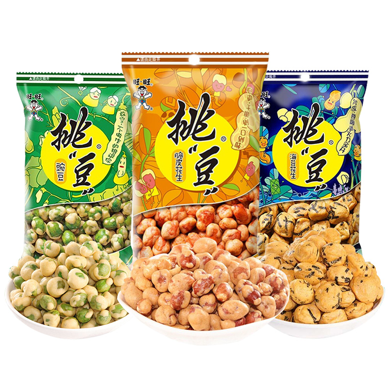 旺旺挑豆*脆皮花生海苔花生豌豆青豆休闲挑逗坚果豆子零食笋0g