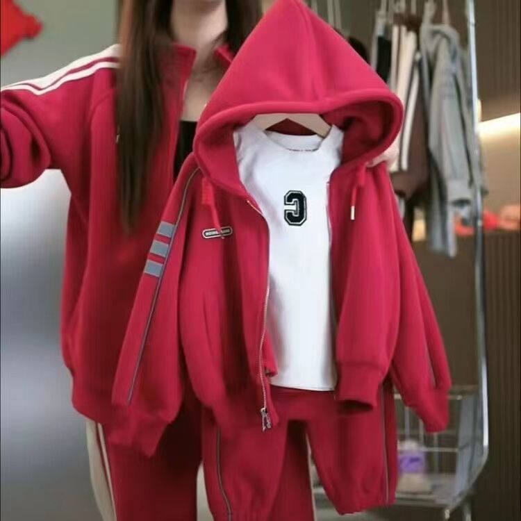 男女童秋季开衫卫衣套装2023新款中大儿童连帽童装男孩运动春秋装