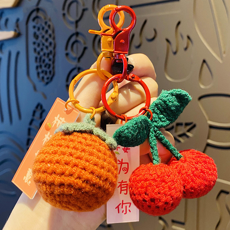 好柿花生毛绒钩织可爱钥匙扣汽车钥匙挂件柿柿如意钥匙链包包挂饰