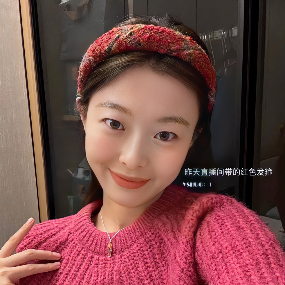 红红【幸运发箍】韩版氛围感秋冬毛呢小香风发箍 v1075