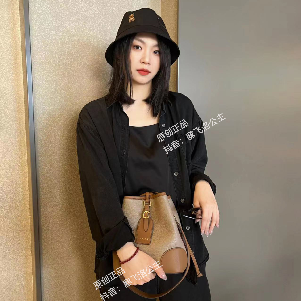 【塞飞洛】经典气质百搭单肩斜跨女士花园水桶包 WGG-1FA398