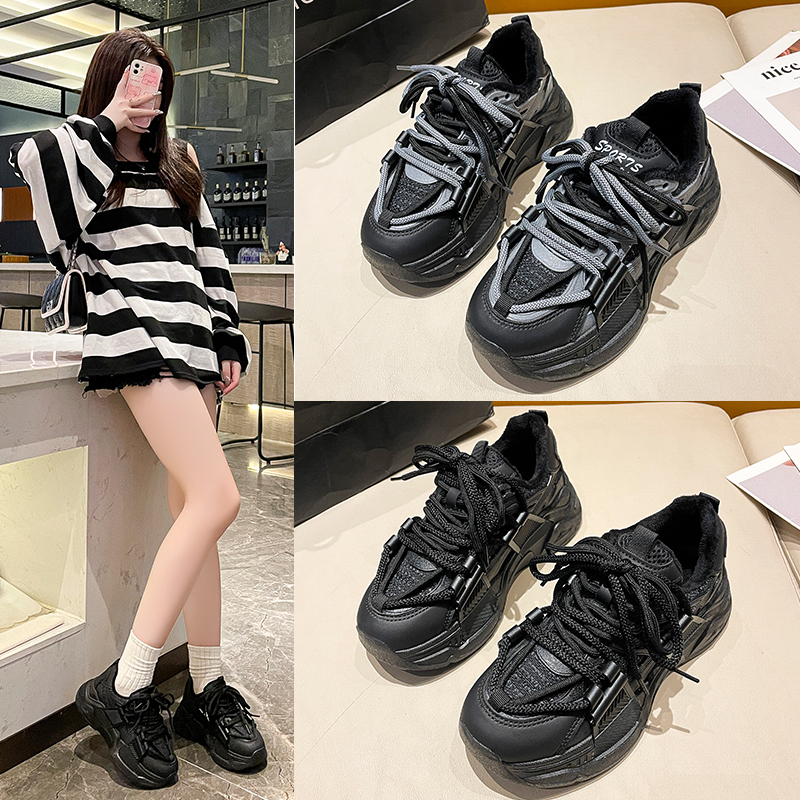 老爹鞋女秋冬加绒厚底休闲女鞋子2023年新款爆款欧货运动鞋ins潮
