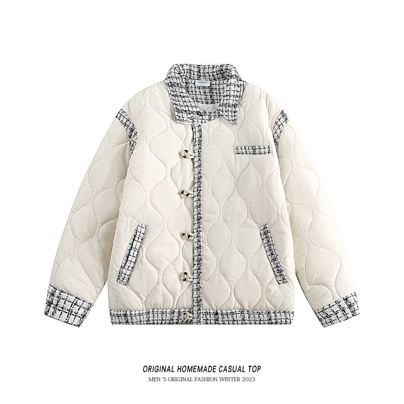 TIRED冬季潮牌百搭拼接加厚外套棉服情侣学院风保暖上衣休闲棉衣