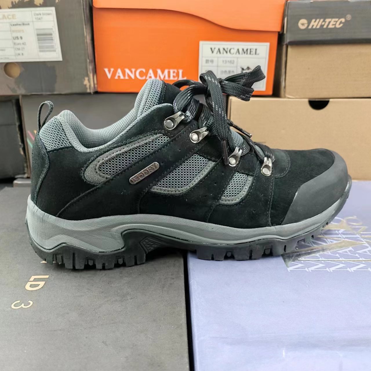 44码 户外低帮系带透气舒适时尚百搭轻便黑色休闲鞋登山鞋  1068