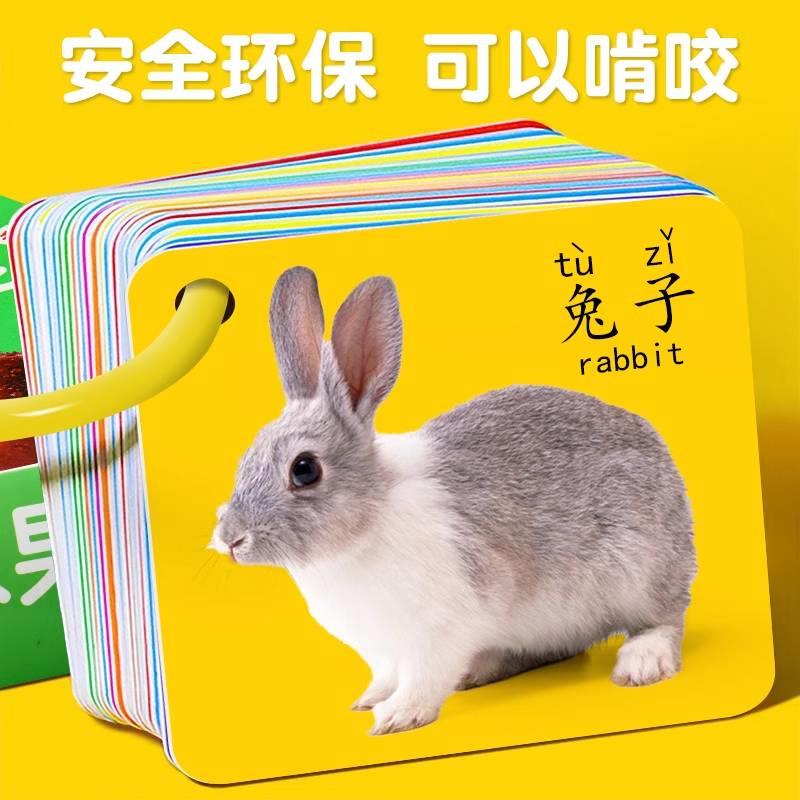 动物卡片认知早教启蒙书儿童一岁宝宝益智玩具婴儿幼识字看图识物