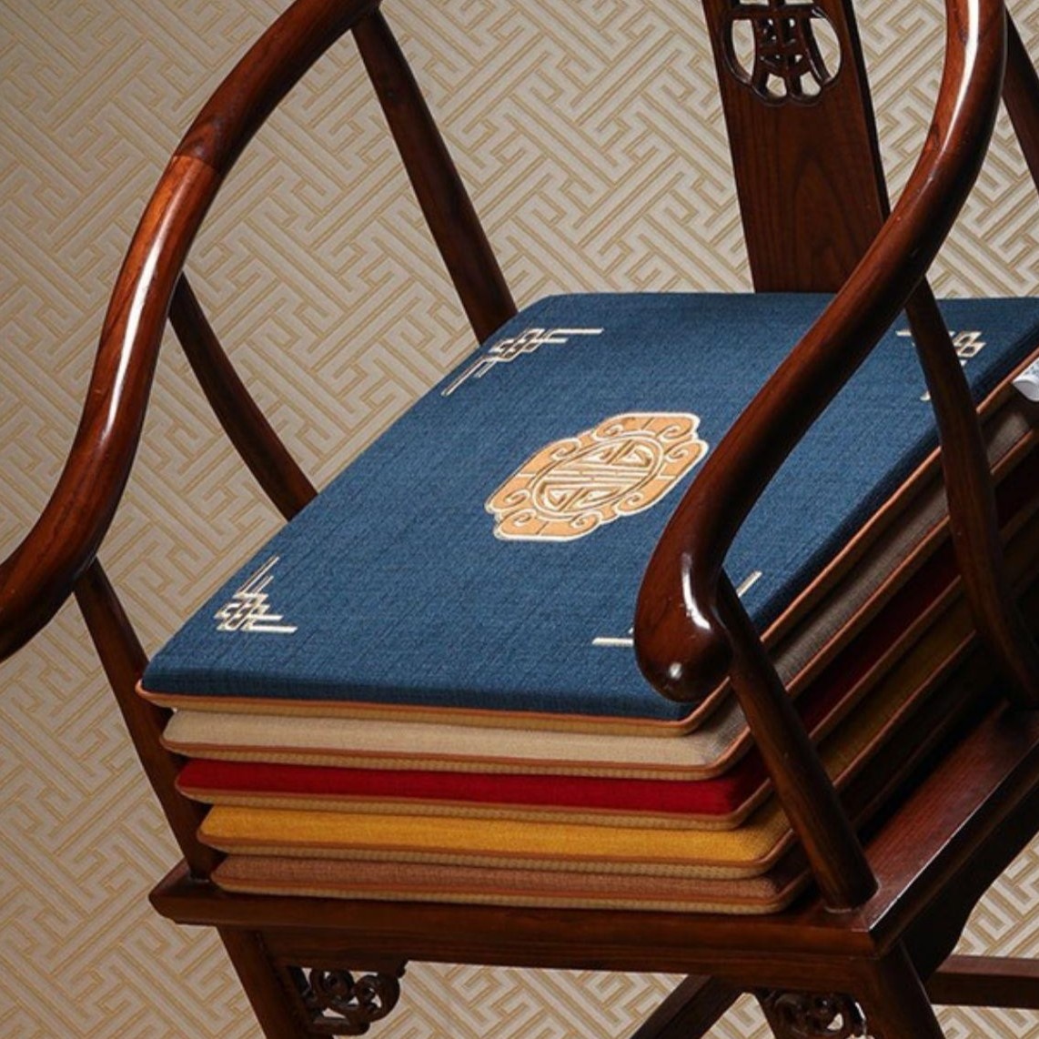 中式椅垫坐垫乳胶垫红木椅子垫实木沙发垫茶桌圈椅太师椅座垫定制