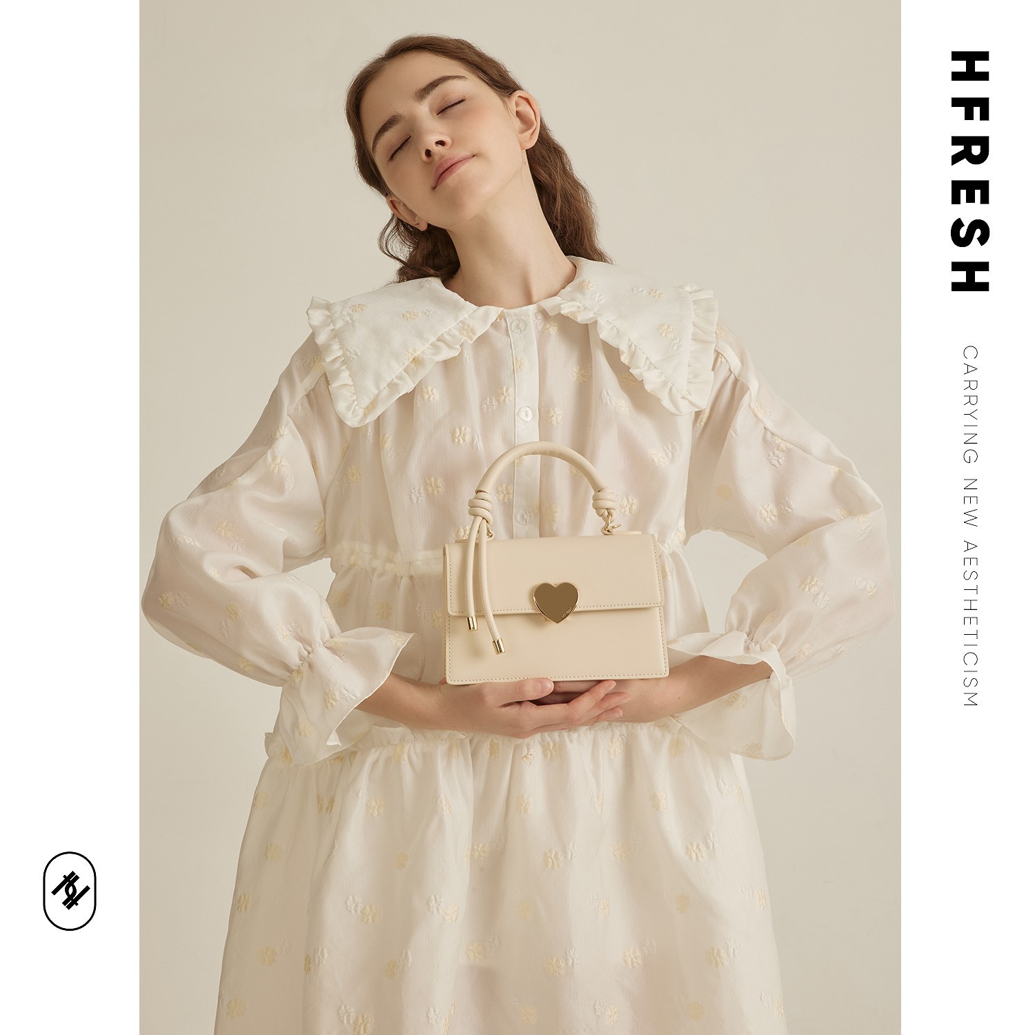 HFresh白色单肩斜挎手提包包小众设计真皮百搭女包夏包包LJ680