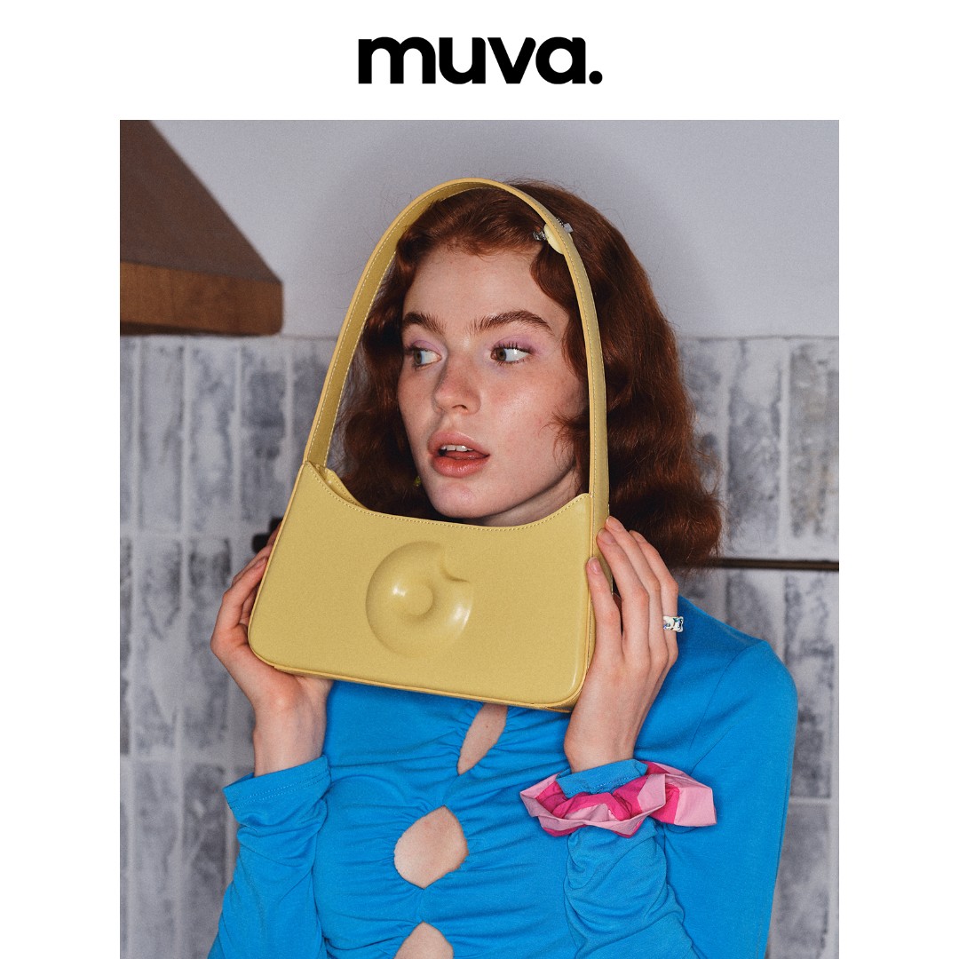MUVA简约高级感腋下包真皮设计师牛皮法棍包女士单肩包包