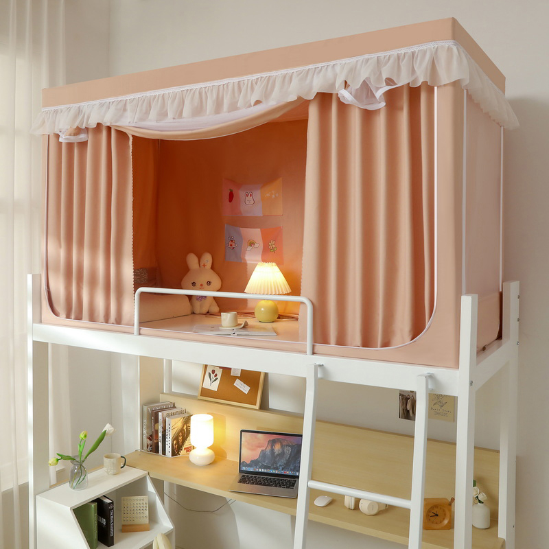 大学生宿舍蚊帐床帘一体式上铺全遮光寝室下铺专用单人三开门床幔