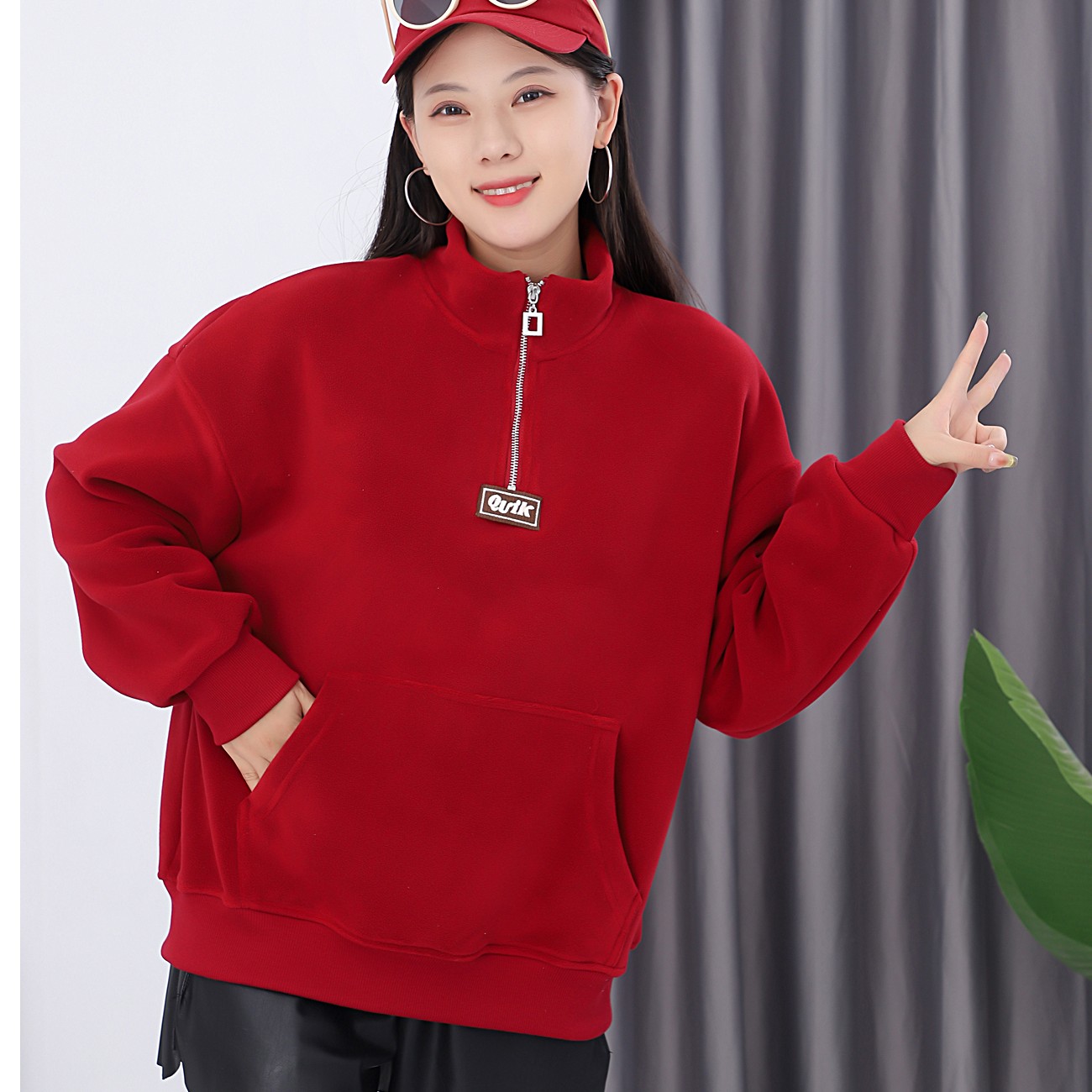 秋冬新款女士半拉链保暖卫衣  8808  二楼