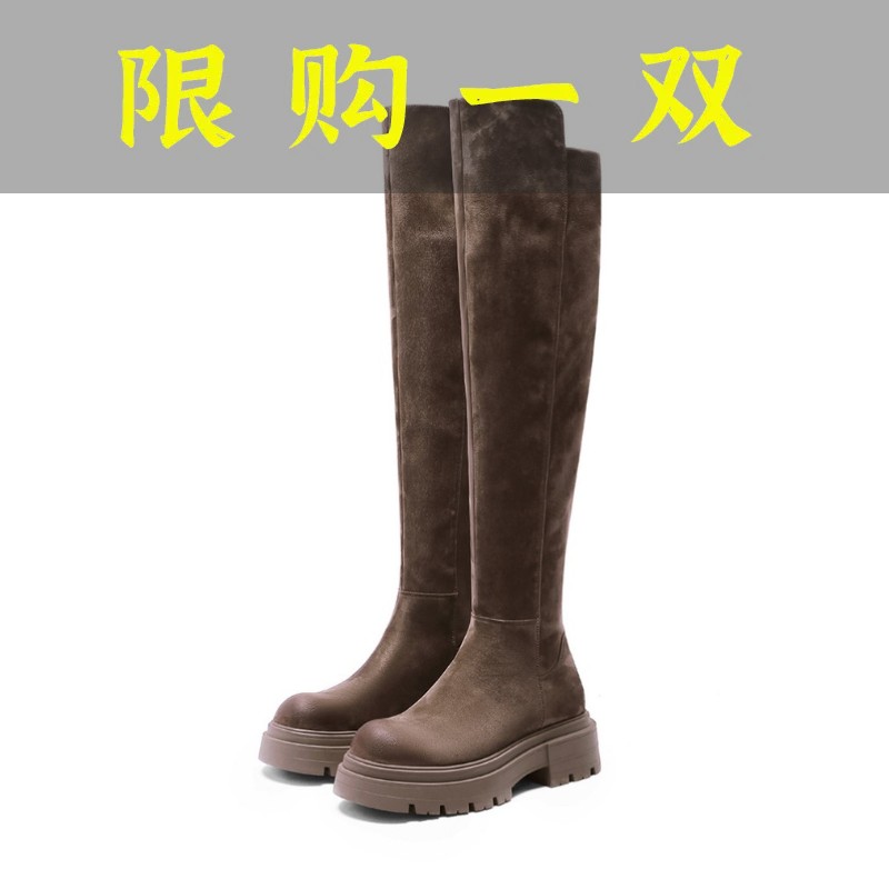 达芙妮沿荐2023年新款厚底百搭弹力过膝靴女长筒靴瘦腿显瘦高筒骑