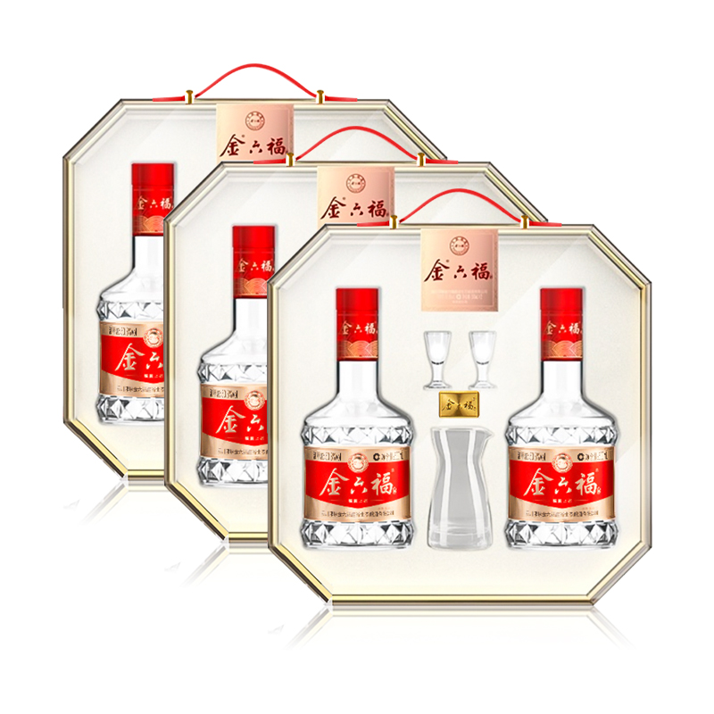 金六福酒福喜上品 纯粮食白酒兼香型礼盒装送礼整箱50.8度500ml