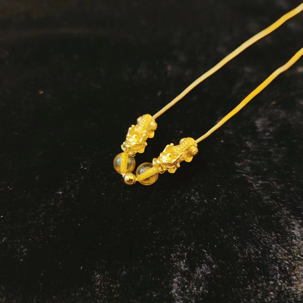 【金公主甄选】足金金珠+蓝珀貔貅吊坠【HJ31】