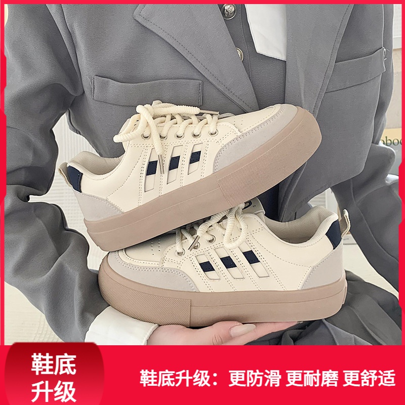 回力潮品冬季厚底小白鞋女鞋2023新款透气复古运动休闲配裙子板鞋