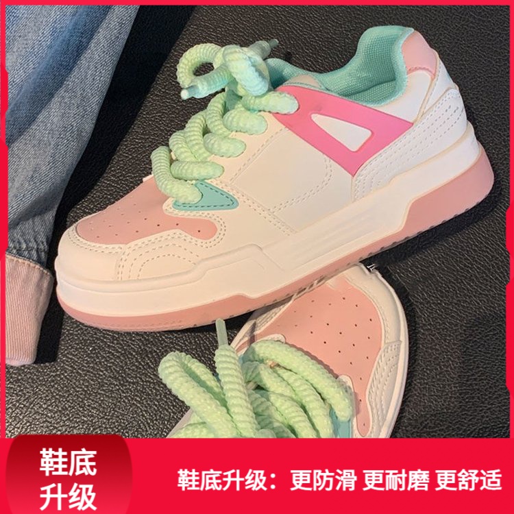 回力潮品小众厚底拼色小白鞋女2023秋季新款潮港风百搭休闲运动鞋