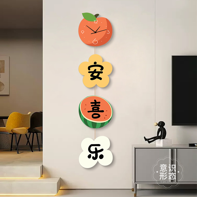 现代简约客厅钟表装饰画创意沙发背景墙挂画2023年新款时钟壁画