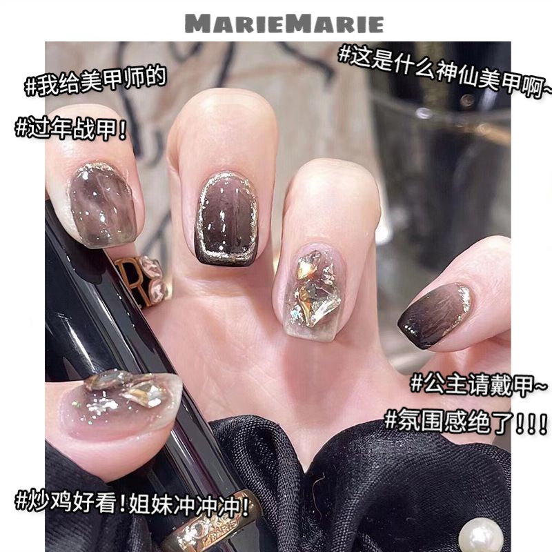 美甲穿戴甲短款纯欲风穿戴式美甲贴指甲贴片学生显白甲片