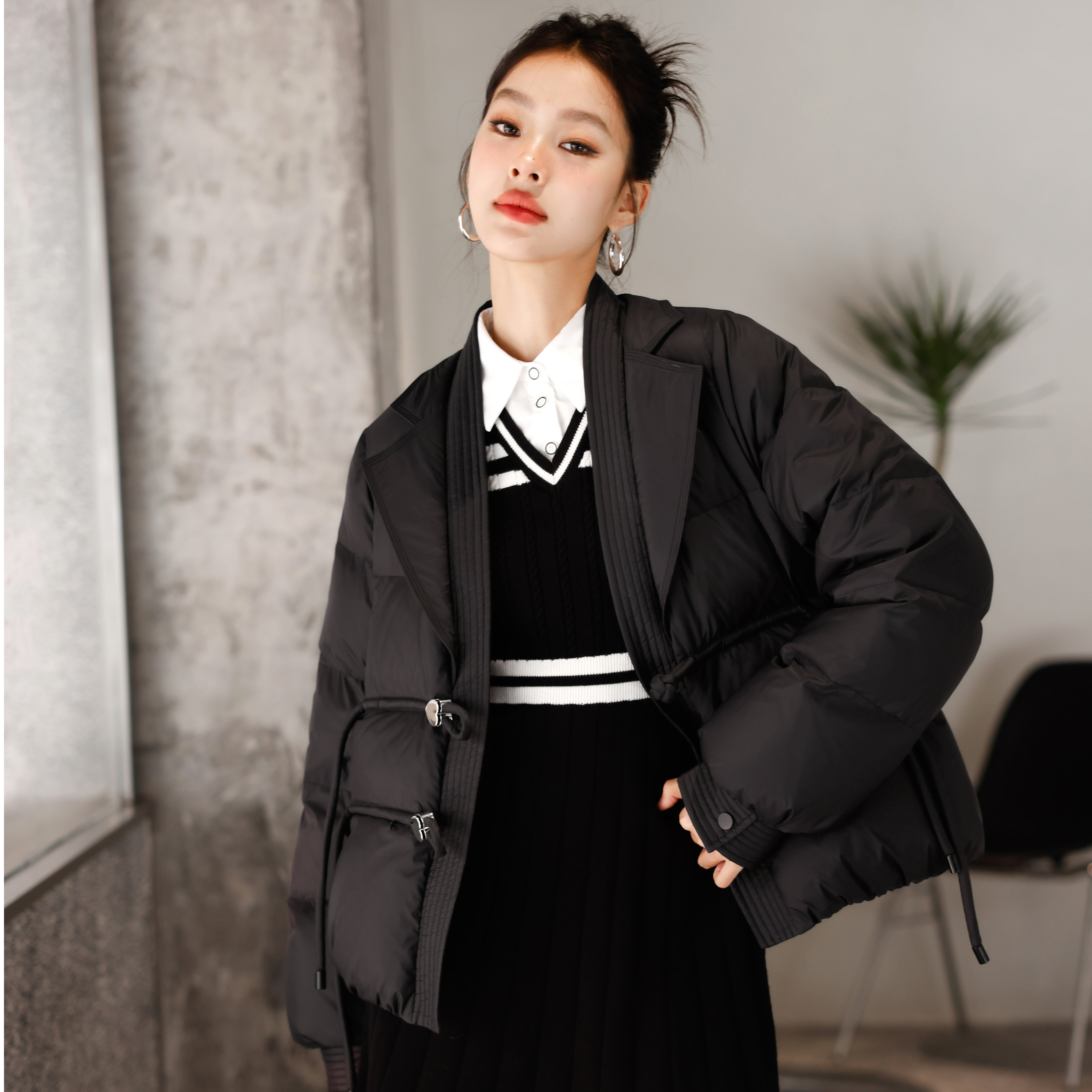 COCOMARKIE冬季新款国风气质时尚小个子女士宽松短款羽绒服