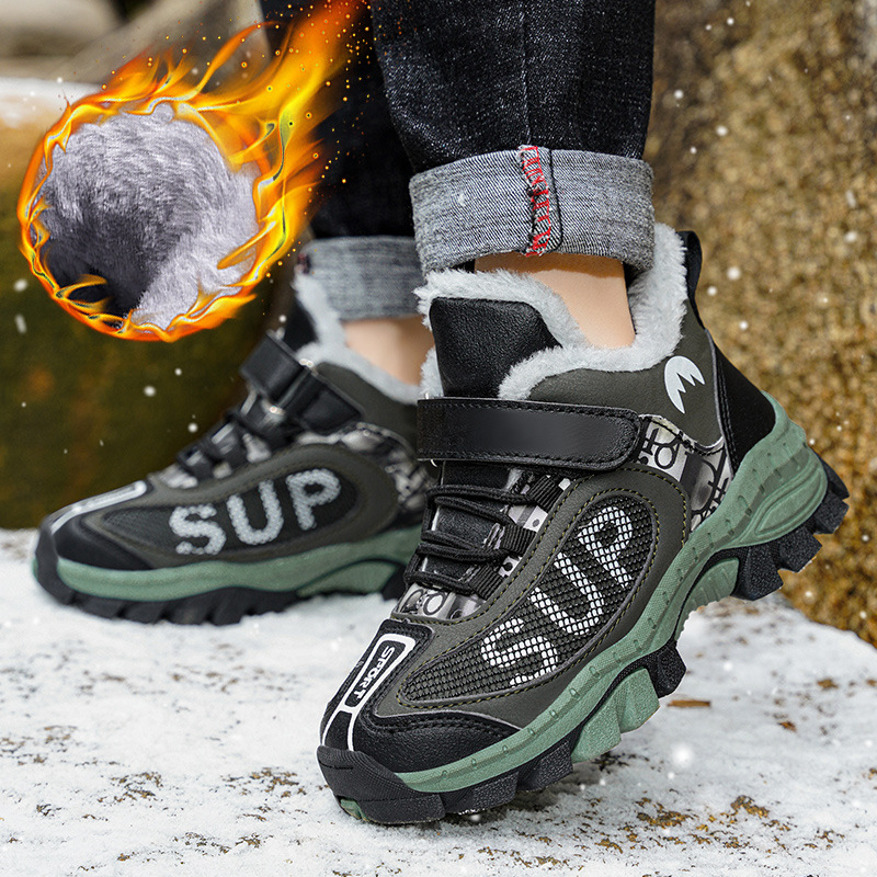 361男童棉鞋百搭新款冬季中大童加绒加厚大棉雪地防滑儿童运动