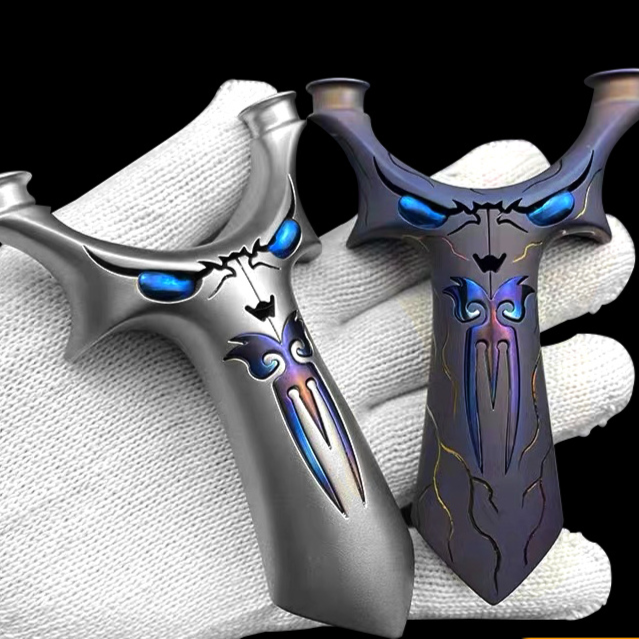 钛合金tc21正品恶魔圆头飞虎小怪兽锁喉扁皮户外弹力射击玩具弹弓