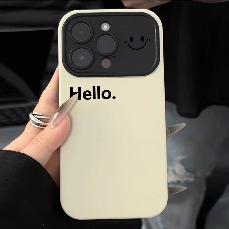 苹果14promax手机壳简约笑脸款iPhone13保护套12字母11防摔xr软