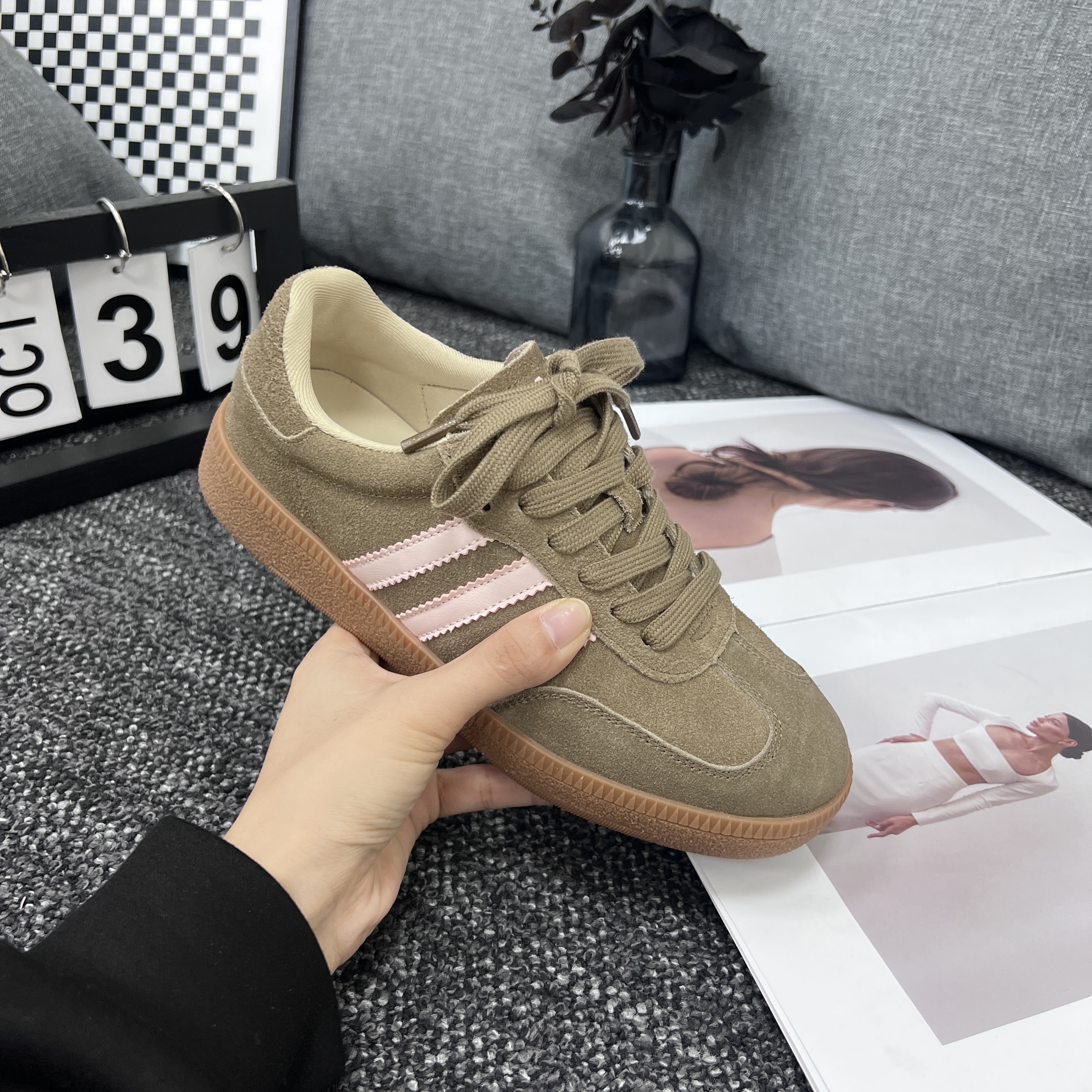 春季新款低帮系带时尚休闲鞋百搭防水厚底潮鞋厚底板鞋X检 8159