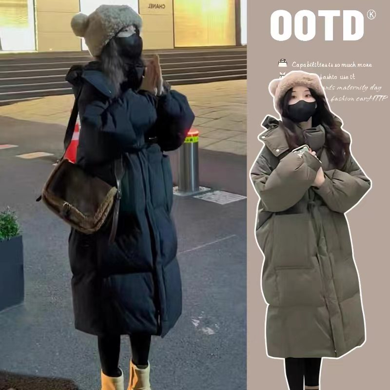孕妇装秋冬新品中长款孕妇棉服加厚过膝外套孕妇棉衣棉袄宽松保暖