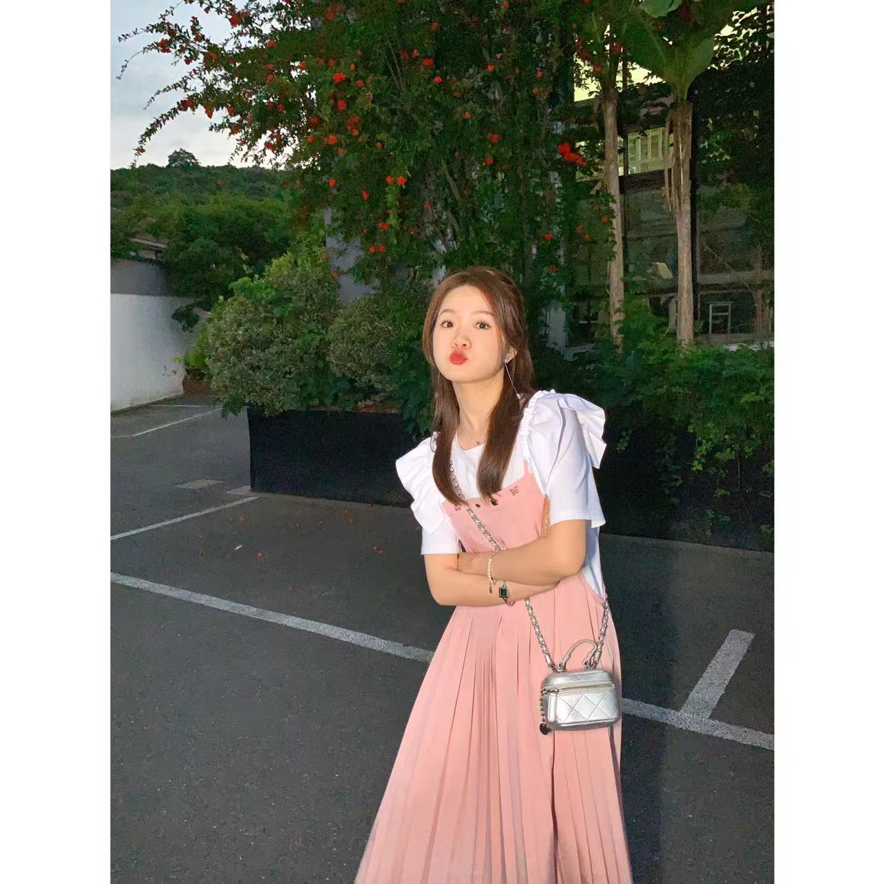 君君清仓专场【你的样子】撞色两件显瘦甜美百褶裙子女J2023052402