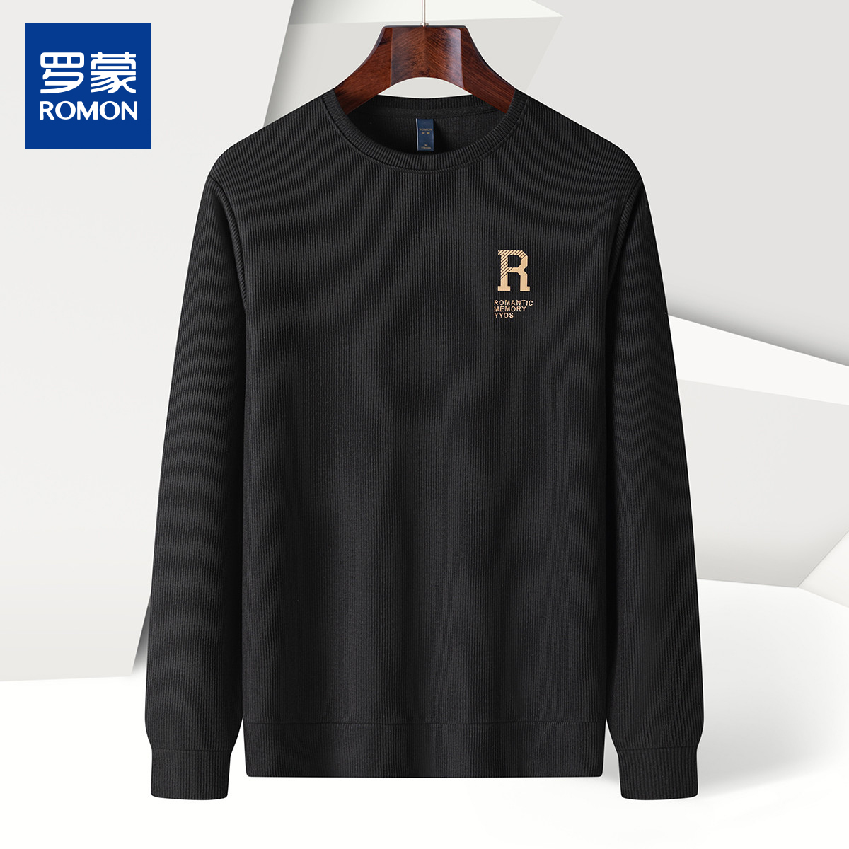 【提花条】罗蒙时尚绣花胸标卫衣男休闲百搭男士卫衣14LP37551