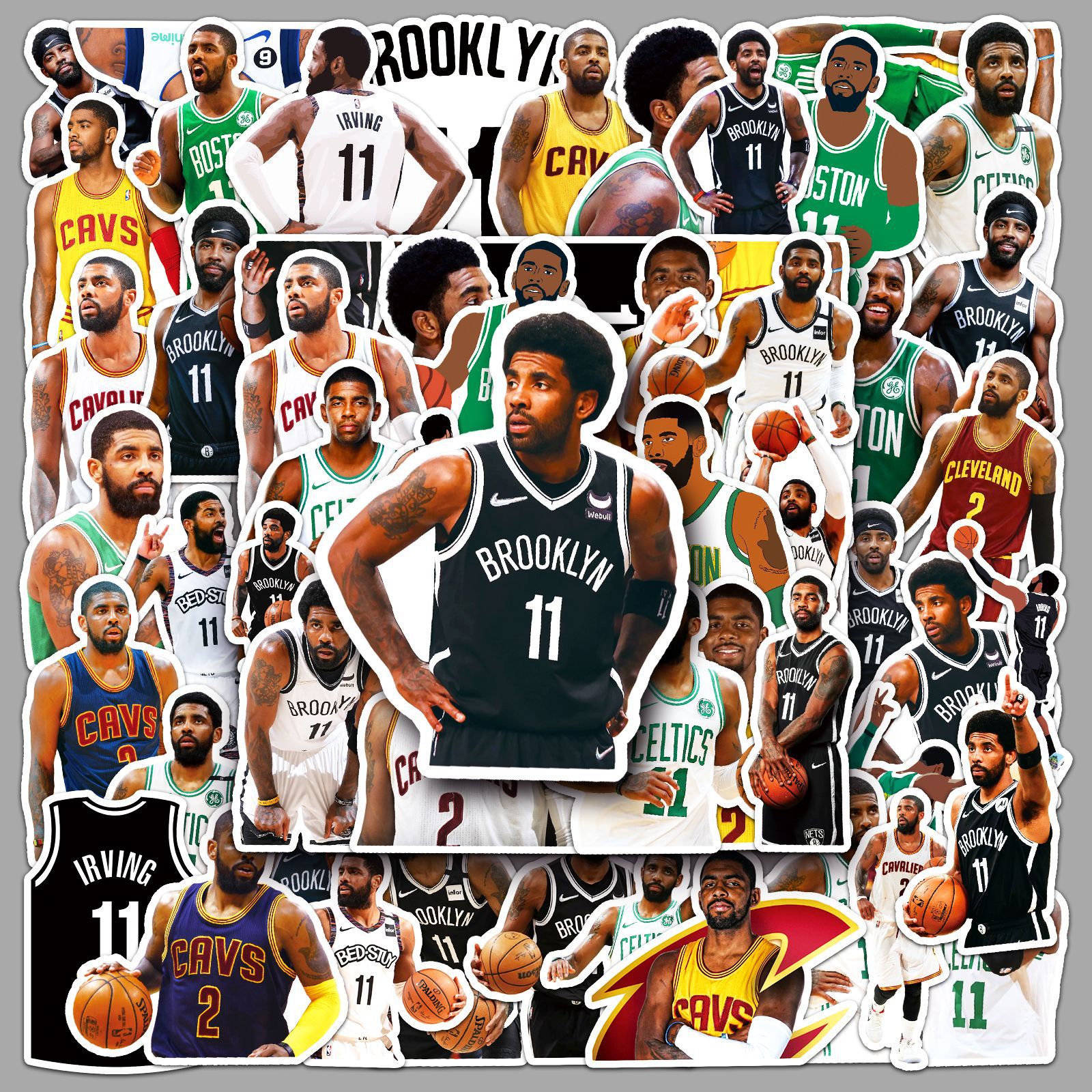 50张欧文涂鸦贴纸个性NBA篮球球星贴纸装饰手机壳行李箱贴纸防水