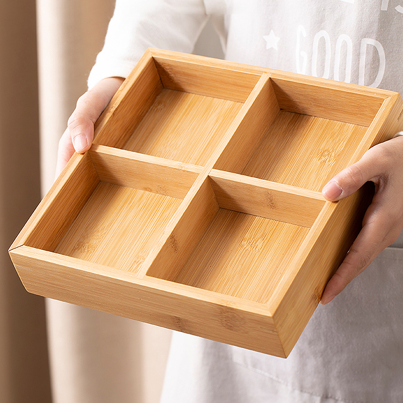 家用托盘水果盘点心盘木质木格长方形干果盘零食摆放盘果盘收纳盒