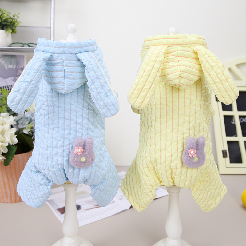 宠物狗狗衣服秋冬装新款四脚棉衣宠物服装22条纹兔子四腿棉衣