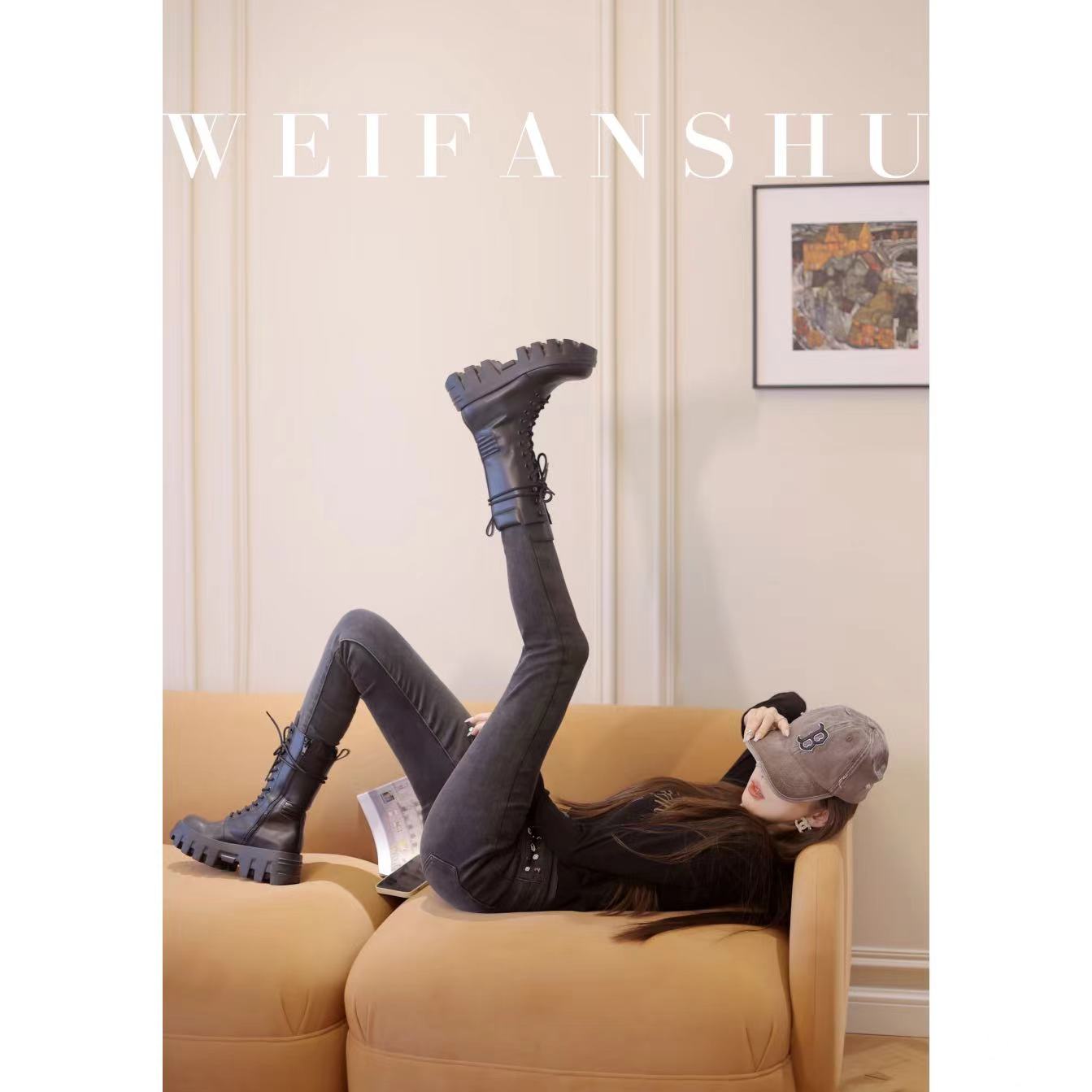WEIFANSHU/魏凡舒【心有所属】牛仔裤高腰显瘦美腿长裤洋气女装秋季