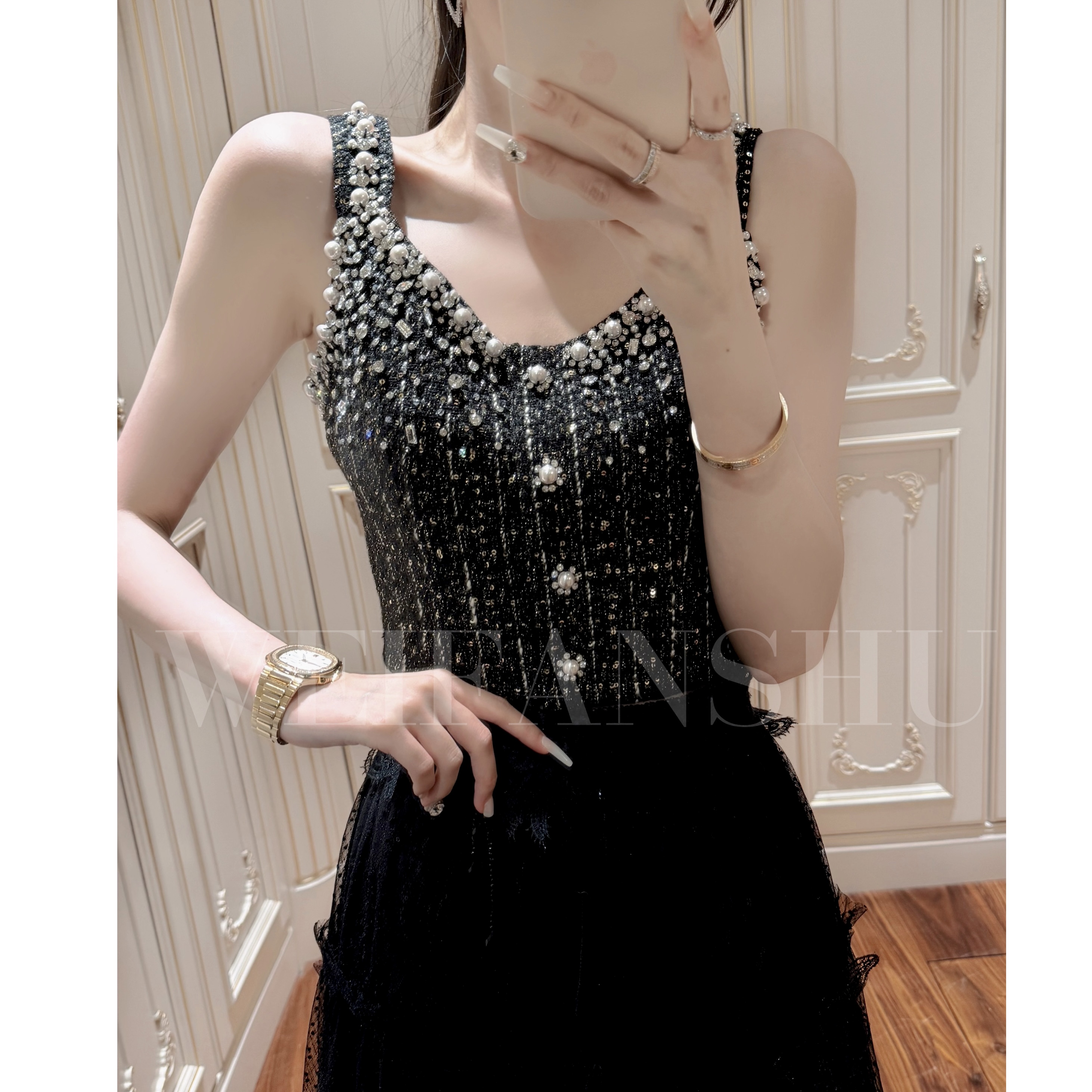 WEIFANSHU/魏凡舒【千金私藏】小香风吊带外穿性感高贵名媛高贵女装