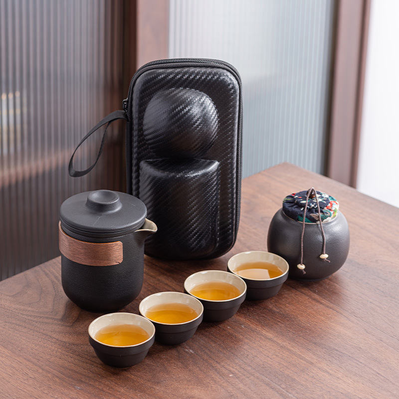 祥勋旅行茶具套装礼品高档陶瓷便携户外泡茶一壶四杯新中式快客杯