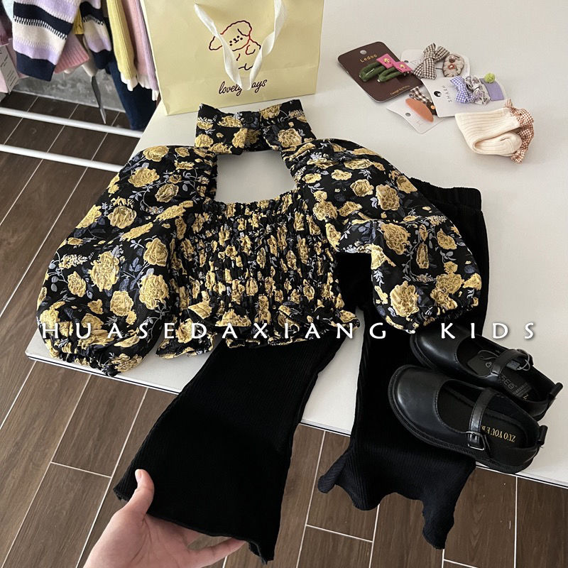 女童春秋套装2023新款儿童春季洋气网红衣服女宝宝衬衣裙子两件套