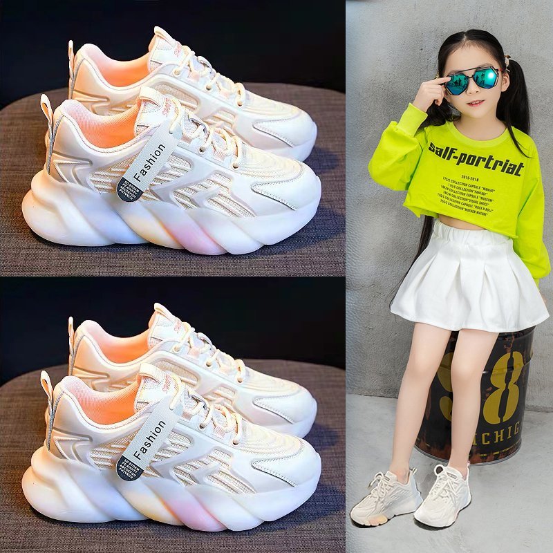 运动鞋女2023童鞋秋季新款网面轻便防滑女童校园男童运动鞋G018