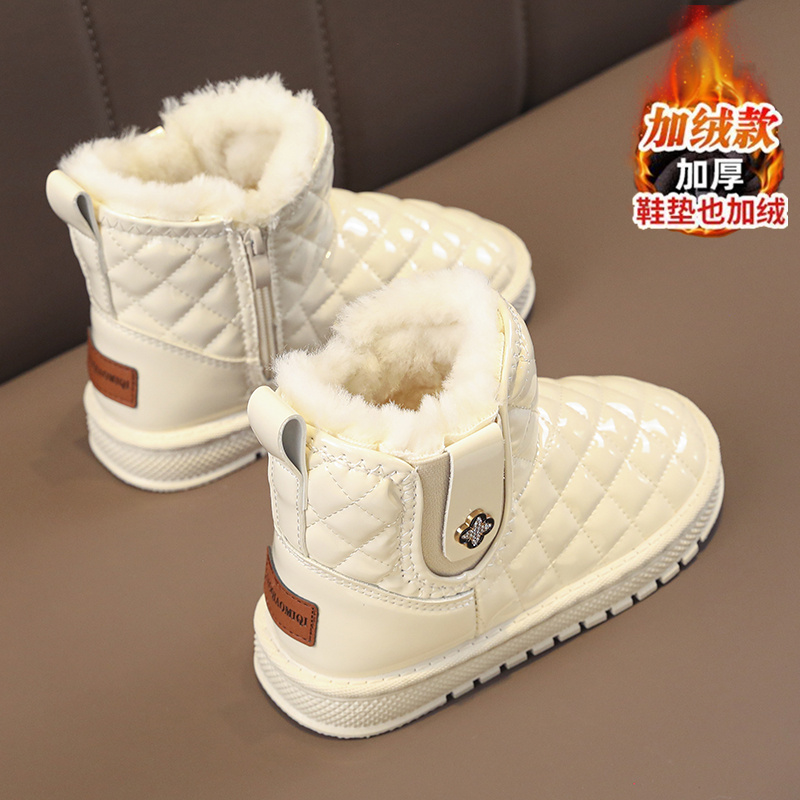 鸿星儿童雪地靴冬季加绒加厚女童靴子中大童防水保暖冬靴东北棉鞋