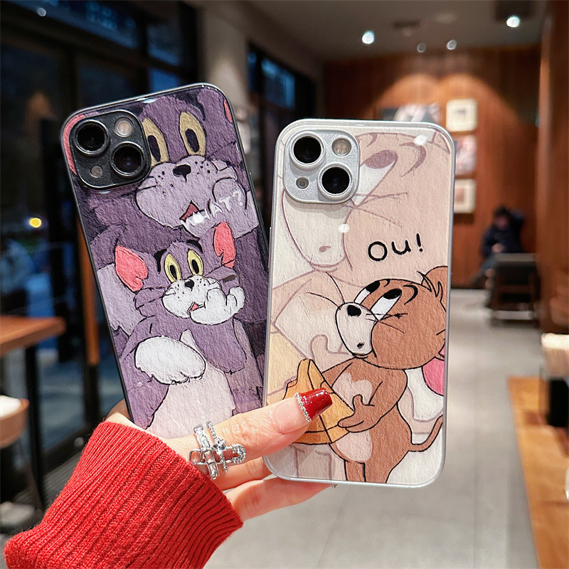 新年iPhone15promax苹果14高颜值手机壳保护套13猫和老鼠12玻璃壳