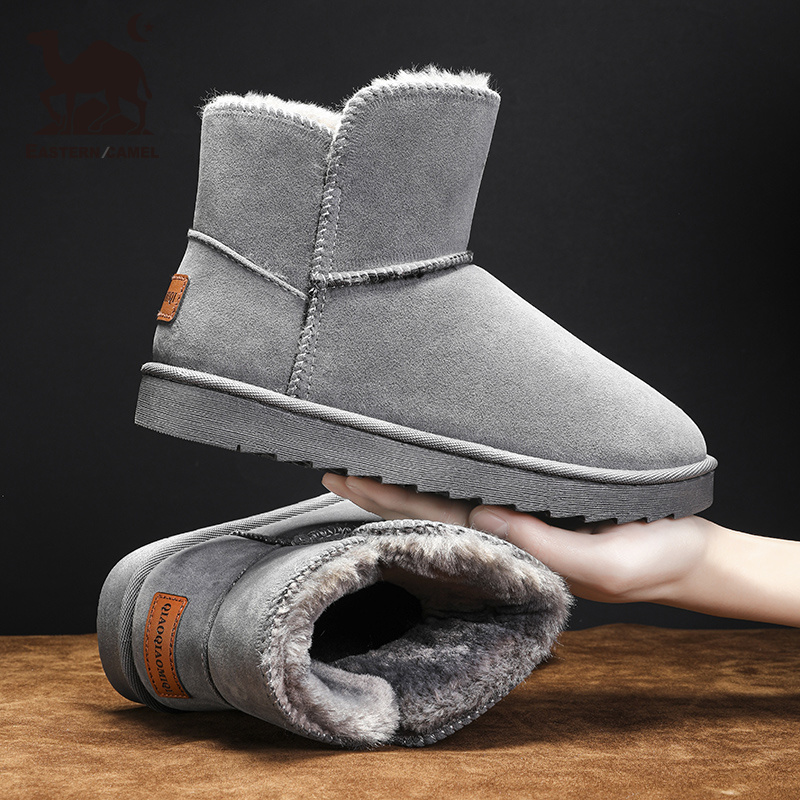 东方骆驼2023冬季新款百搭加厚加绒时尚百搭棉鞋情侣保暖雪地靴
