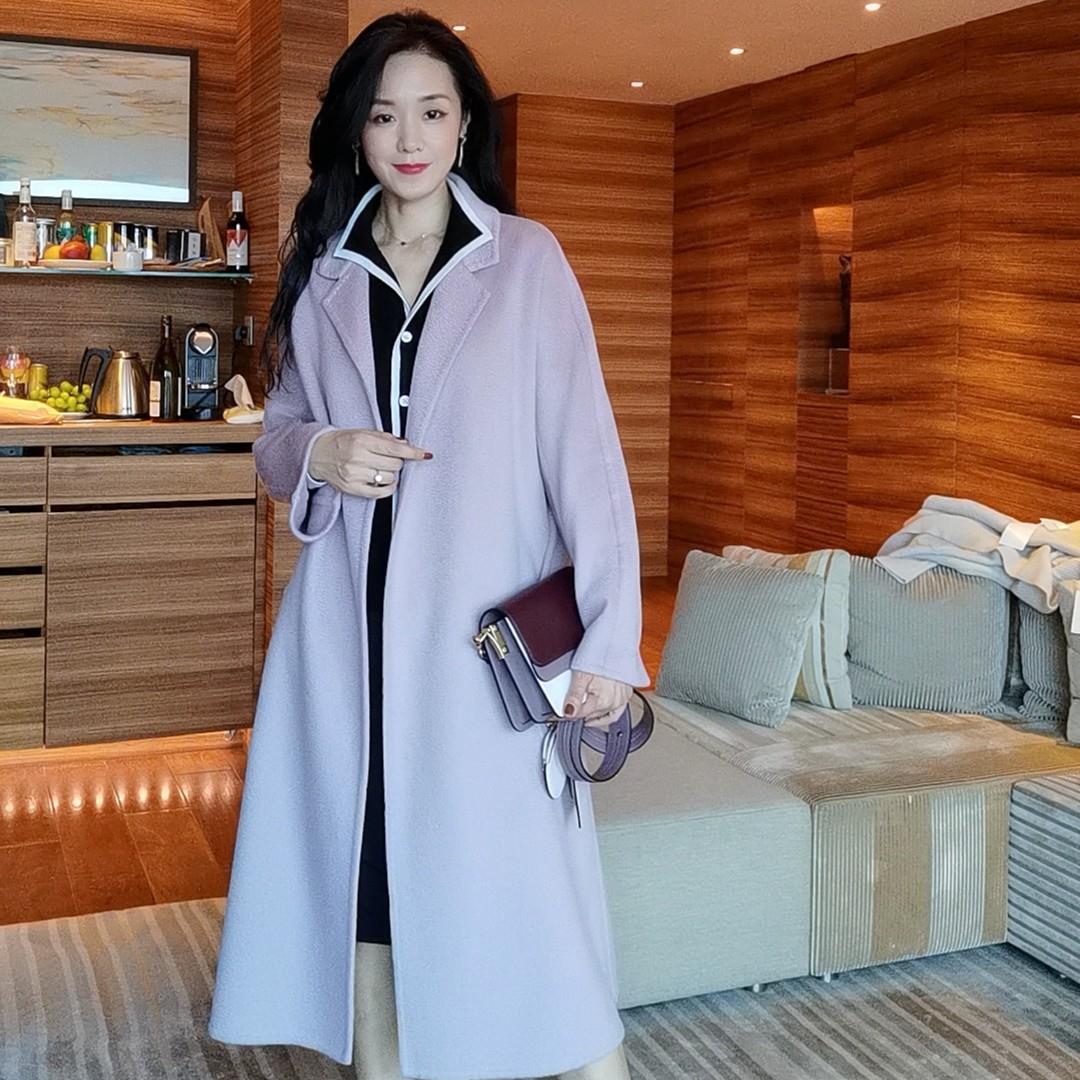 ACBOUTIQUE设计师品牌女装蔷薇之恋羊绒粉紫色大衣YM-1027-X